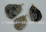 NGP1316 30*40mm - 35*50mm freeform agate pendants with brass setting