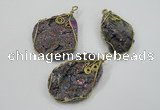 NGP1317 30*40mm - 35*50mm freeform agate pendants with brass setting