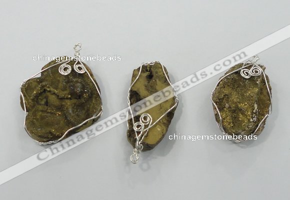 NGP1320 30*40mm - 45*55mm freeform agate pendants with brass setting