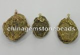 NGP1321 30*40mm - 45*60mm freeform agate pendants with brass setting