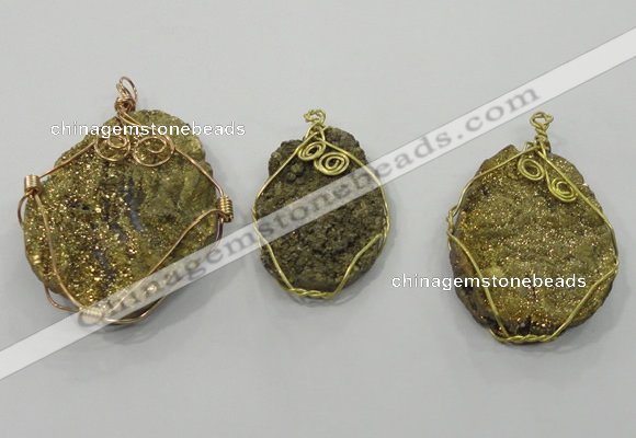 NGP1321 30*40mm - 45*60mm freeform agate pendants with brass setting