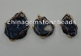 NGP1322 30*40mm - 45*60mm freeform agate pendants with brass setting