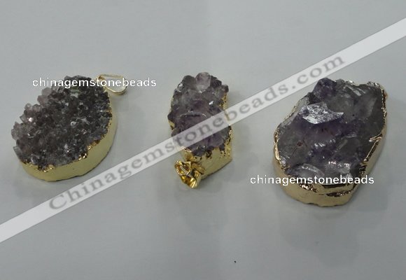 NGP1337 20*30mm - 30*40mm freeform agate pendants with brass setting