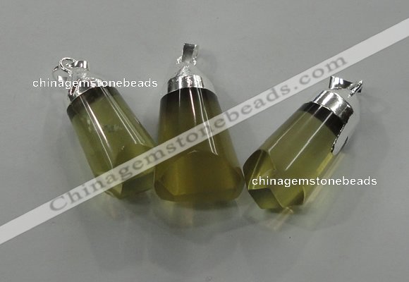 NGP1352 15*30mm - 18*40mm faceted nuggets lemon quartz pendants