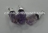 NGP1353 15*30mm - 18*40mm faceted nuggets amethyst pendants