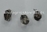 NGP1355 15*25mm - 18*30mm faceted nuggets smoky quartz pendants