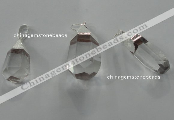 NGP1356 15*30mm - 20*35mm faceted nuggets white crystal pendants