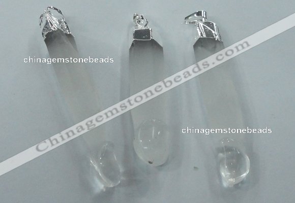 NGP1358 10*45mm - 15*75mm carved white crystal pendants