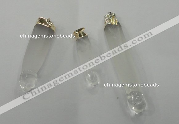 NGP1359 10*45mm - 15*75mm carved white crystal pendants