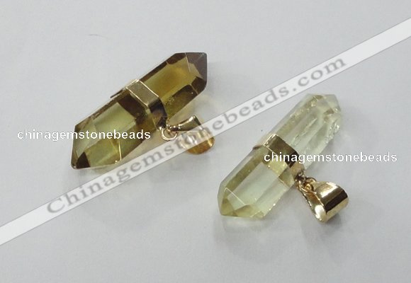 NGP1363 7*35mm - 11*30mm faceted nuggets lemon quartz pendants