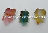 NGP1365 30*40mm - 35*45mm leaf agate pendants with brass setting