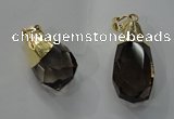 NGP1391 15*25mm - 20*35mm faceted nuggets smoky quartz pendants