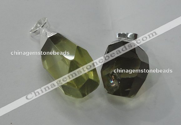 NGP1392 15*20mm - 15*30mm faceted nuggets lemon quartz pendants