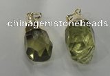 NGP1393 18*25mm - 15*35mm faceted nuggets lemon quartz pendants