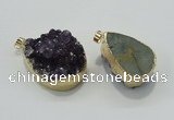 NGP1402 22*35mm - 30*40mm freeform druzy amethyst pendants wholesale