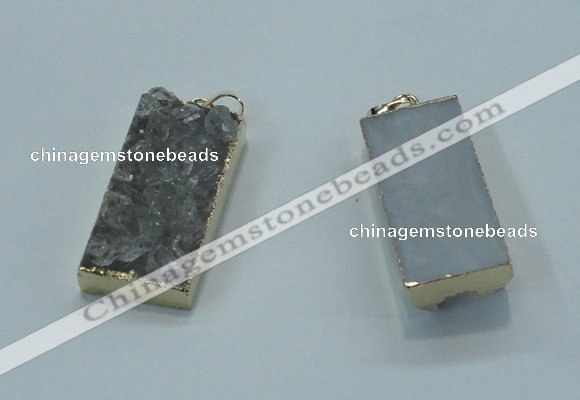 NGP1408 15*30mm - 18*35mm rectangle druzy amethyst pendants wholesale