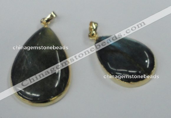 NGP1409 22*30mm - 25*35mm flat teardrop labradorite pendants wholesale