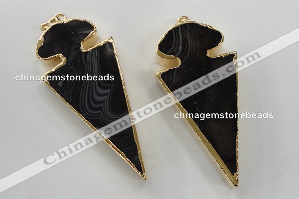 NGP1410 30*65mm arrowhead agate gemstone pendants wholesale