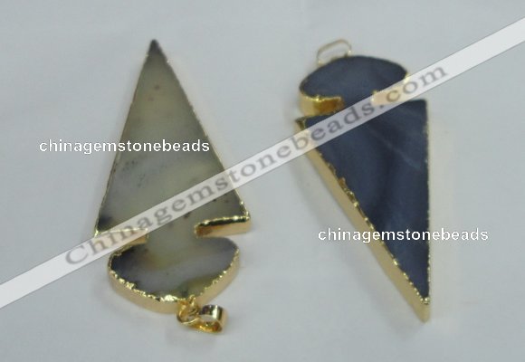 NGP1412 30*65mm arrowhead montana agate pendants wholesale