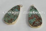 NGP1414 30*50mm - 35*55mm flat teaerdrop ocean agate pendants