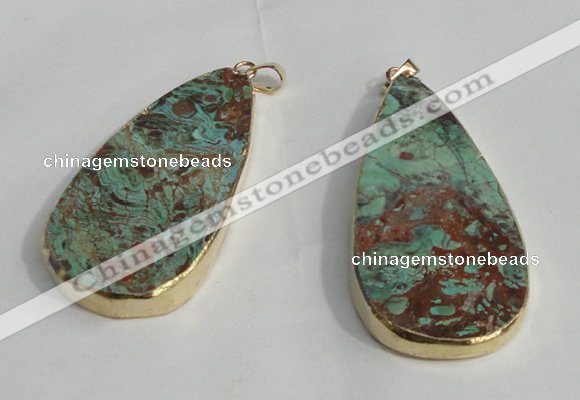 NGP1414 30*50mm - 35*55mm flat teaerdrop ocean agate pendants
