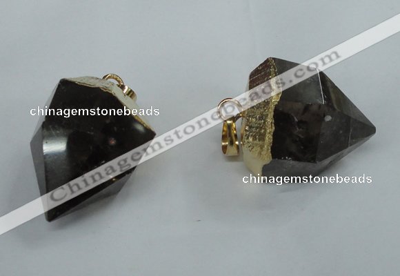 NGP1416 20*25mm - 25*30mm faceted nuggets smoky quartz pendants