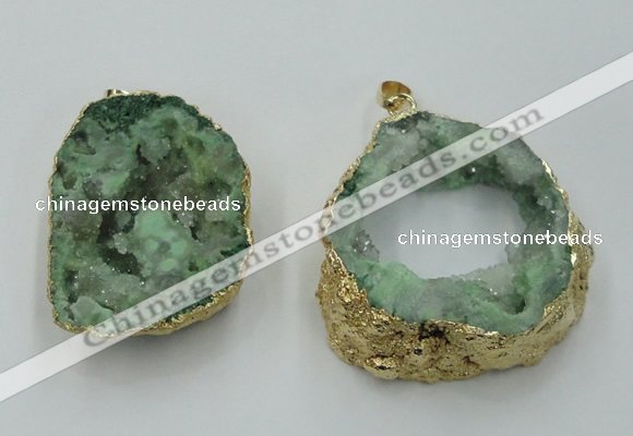 NGP1421 30*40mm - 45*55mm freeform plated druzy agate pendants