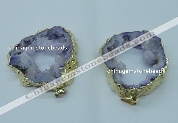 NGP1423 30*45mm - 45*55mm freeform plated druzy agate pendants