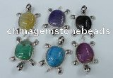 NGP1436 43*60mm tortoise agate pendants with crystal pave alloy settings