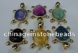 NGP1437 43*60mm tortoise agate pendants with crystal pave alloy settings