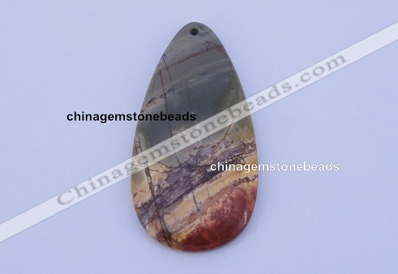 NGP144 2pcs 30*60mm teardrop picasso jasper gemstone pendants