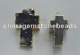 NGP1447 20*40mm - 30*55mm cross druzy amethyst gemstone pendants