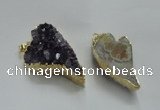 NGP1448 20*40mm - 28*45mm heart druzy amethyst gemstone pendants