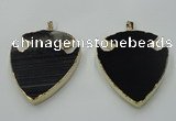 NGP1451 47*57mm arrowhead black agate gemstone pendants wholesale