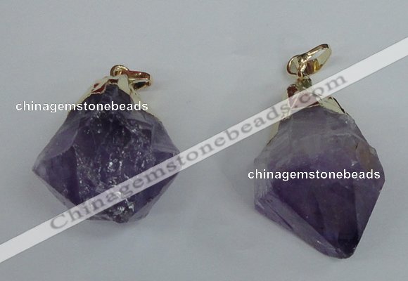 NGP1464 20*35mm - 25*40mm nuggets amethyst gemstone pendants