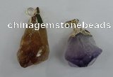 NGP1466 18*35mm - 20*45mm nuggets amethyst & citrine pendants