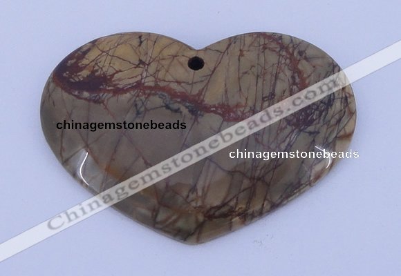NGP148 2pcs 35*50mm heart fashion picasso jasper gemstone pendants