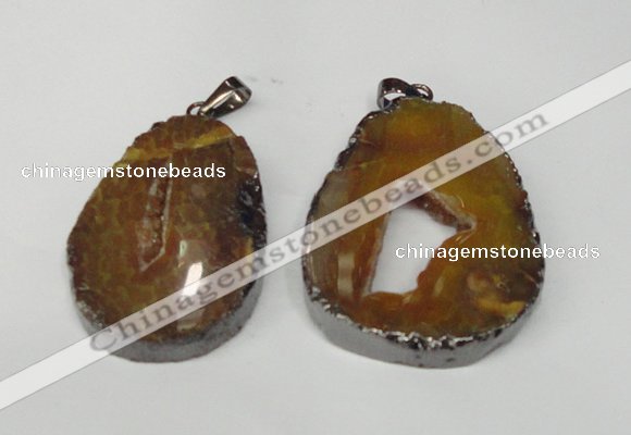 NGP1487 30*45mm - 40*50mm freeform plated druzy agate pendants