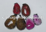 NGP1488 30*45mm - 40*50mm freeform plated druzy agate pendants