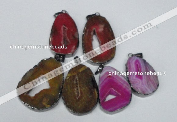 NGP1488 30*45mm - 40*50mm freeform plated druzy agate pendants