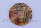 NGP149 2pcs 40mm flat round picasso jasper gemstone pendants