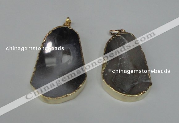 NGP1490 30*45mm - 40*50mm freeform plated druzy agate pendants