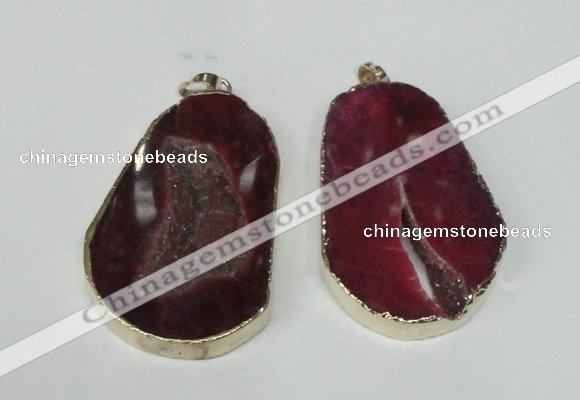 NGP1491 30*45mm - 40*50mm freeform plated druzy agate pendants