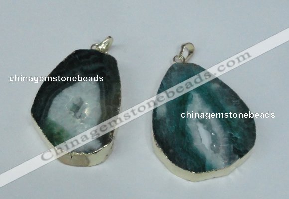 NGP1493 30*45mm - 40*50mm freeform plated druzy agate pendants