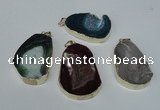 NGP1494 30*45mm - 40*50mm freeform plated druzy agate pendants