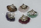 NGP1508 8*25*28mm mixed gemstone with brass setting pendants