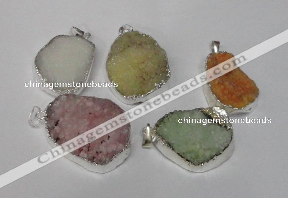 NGP1511 20*30mm - 25*35mm freeform plated druzy agate pendants