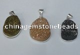 NGP1512 20*30mm - 25*35mm freeform plated druzy agate pendants