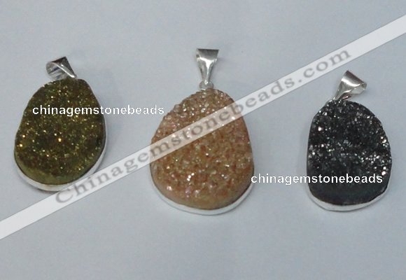 NGP1512 20*30mm - 25*35mm freeform plated druzy agate pendants