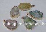 NGP1514 20*30mm - 25*35mm freeform plated druzy agate pendants